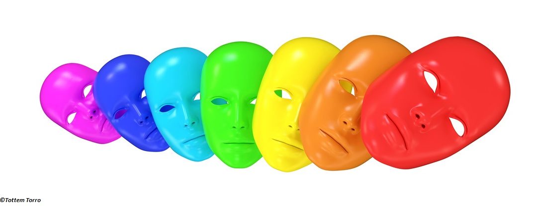 Fotolia_82519518333_S.jpg © Tottem Torro, 3d facemasks in line of rainbow colors